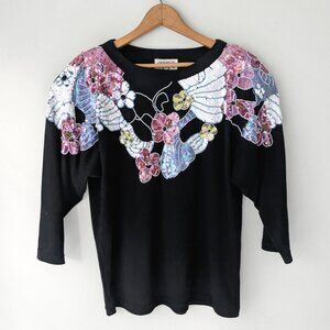 90s vtg sequin dolman sweatshirt top sz L